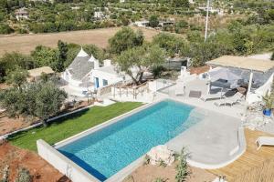 vista sul tetto di una piscina in un cortile di Trulli Terra Magica a Putignano