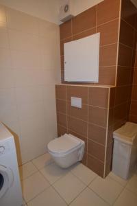 a small bathroom with a toilet and a sink at Apartman Bystrc in Brno