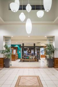 um lobby de uma loja com vasos de plantas em Hilton Garden Inn Lake Forest Mettawa em Lake Forest