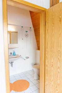 een badkamer met een toilet en een wastafel bij StockerHenke in Soltau