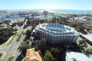 an aerial view of a building in a city at Atrium Hotel Mandurah in Mandurah