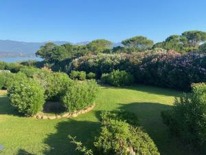 an aerial view of a garden with bushes and trees at Villa 8 au Village Marin in Porto-Vecchio