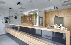 A kitchen or kitchenette at Poznań Apartments Towarowa