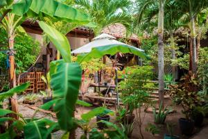 A garden outside Hostal Azul