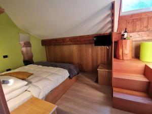 1 dormitorio con 1 cama y TV en Alpencolor Hotel Tonale, en Passo del Tonale