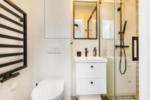 a bathroom with a toilet and a sink and a shower at Grapa Ski - apartament Białka Tatrzańska in Białka Tatrzanska