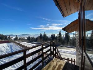 ヤブルニツァにあるКотедж Краєвидの雪の家のバルコニーからの眺め