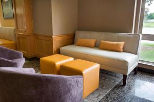 ein Wohnzimmer mit einem Sofa und 2 Stühlen in der Unterkunft Drury Inn & Suites Lafayette LA in Lafayette