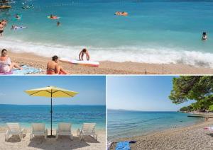 two pictures of people in the water at the beach at Urban Edge - Beach Apartments in Omiš