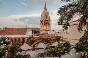 a view of a building with a clock tower at Amarla Boutique Hotel Cartagena in Cartagena de Indias