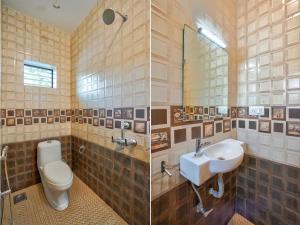 two pictures of a bathroom with a toilet and a sink at Thomson Imperial Boutique G0A in Calangute