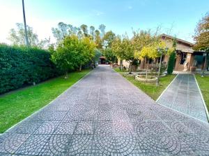 un passaggio pedonale in un parco con un design sopra di CLARABELLA a Ponte Galeria