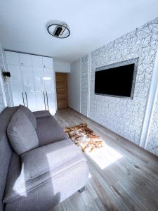 Televízia a/alebo spoločenská miestnosť v ubytovaní Cozy Retreat Apartment