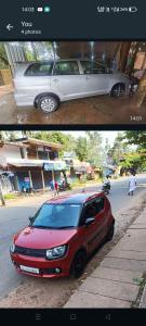 deux photos d'une voiture garée dans la rue dans l'établissement Ocean Pearl, à Kozhikode