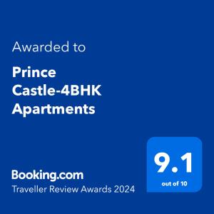 תעודה, פרס, שלט או מסמך אחר המוצג ב-Prince Castle-4BHK Apartment,Guesthouse