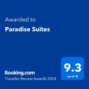 Paradise Suites的證明、獎勵、獎狀或其他證書