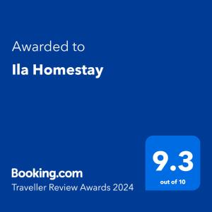 תעודה, פרס, שלט או מסמך אחר המוצג ב-Ila Homestay