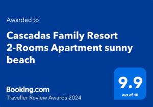 Attractive Family Apartment in Sunny Beach Cascadas Family Resort的證明、獎勵、獎狀或其他證書