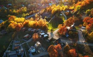 スラニク・モルドバにあるKub House Villageの家並木のある周辺の空中風景