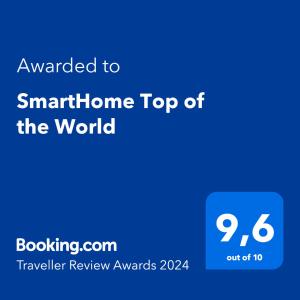 Certifikát, ocenenie alebo iný dokument vystavený v ubytovaní SmartHome Top of the World