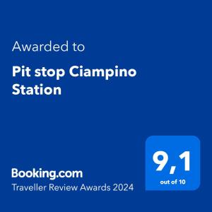 a screenshot of a phone with the text upgraded to pt stop gimento station at Pit stop Ciampino Station in Ciampino