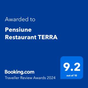 Certifikát, hodnocení, plakát nebo jiný dokument vystavený v ubytování Cabana Restaurant TERRA