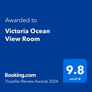 Sertifikat, nagrada, logo ili drugi dokument prikazan u objektu Victoria Ocean View Room