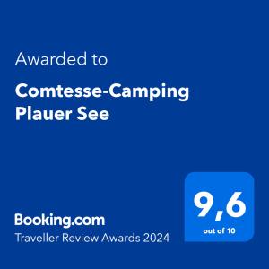 Certifikát, hodnocení, plakát nebo jiný dokument vystavený v ubytování Comtesse-Camping Plauer See