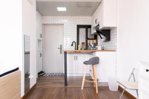 A kitchen or kitchenette at 1930 French Minimalist Apartment