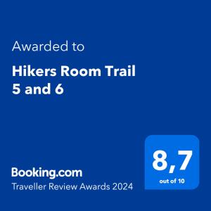 Hikers Studio Trail 5 and 6 في مدينة سكياثوس: لقطةشاشة هاتف مع النص الممنوح للمتنزهين درب الغرفة