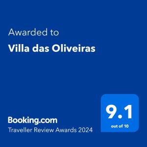 una casella di testo blu con le parole rilasciate ai villegas olivinas di Villa das Oliveiras a Sintra