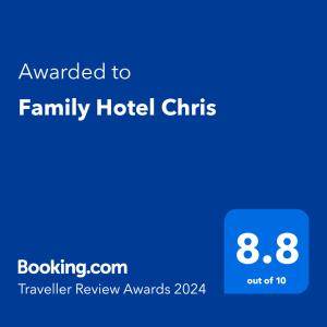 Family Hotel Chris في سفيتي فلاس: لافته زرقاء مكتوب فيها منح لفنادق العائلات