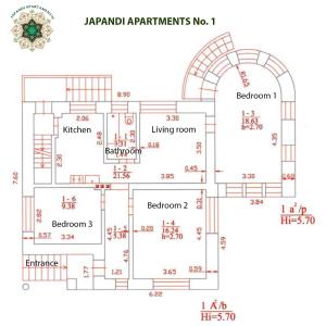 un plan plancher pour les pavillons japonais proposés dans l'établissement Japandi apartamentai, à Kaunas