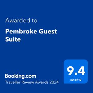 Sijil, anugerah, tanda atau dokumen lain yang dipamerkan di Pembroke Guest Suite