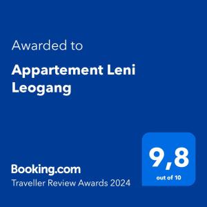 Appartement Leni Leogang的證明、獎勵、獎狀或其他證書