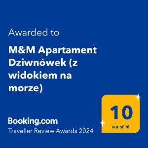 M&M Apartament Dziwnówek (z widokiem na morze) में दिखाया गया कोई प्रमाणपत्र, अवॉर्ड, हस्ताक्षर या कोई दूसरा दस्तावेज़