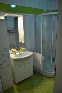 bagno con lavandino e doccia di Apartment Meli a Sesvete