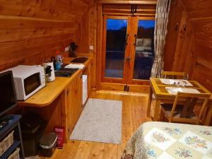 Kitchen o kitchenette sa The Pod Fabulous glamping pod near Snowdonia.