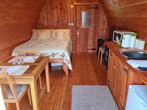 Kitchen o kitchenette sa The Pod Fabulous glamping pod near Snowdonia.