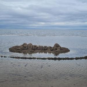 - un château de sable dans l'eau sur la plage dans l'établissement Amber Coast & Sea, à Jurmala