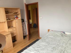 Una cama o camas en una habitación de Apartament nad rzeką na Mazurach