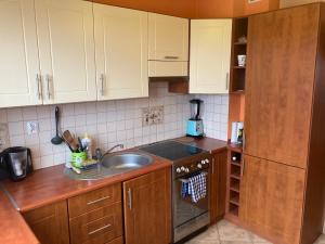 Una cocina o cocineta en Apartament nad rzeką na Mazurach