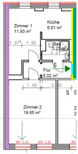 planta de una casa en Ferienwohnung im Dachgeschoss mit Aufzug, en Rostock