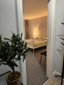 Krevet ili kreveti u jedinici u objektu ROTUŠĖS g 23 APARTMENTS IN THE CITY CENTER BIRŽAI