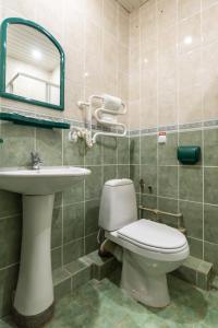 a bathroom with a toilet and a sink and a mirror at Алексік in Truskavets