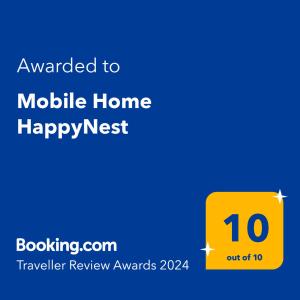 een geel bord waarop staat stacaravan blij nest bij Mobile Home HappyNest in Biograd na Moru