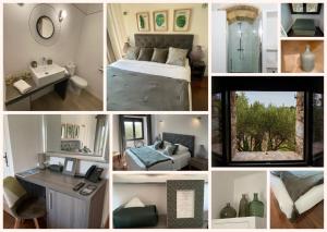 un collage de fotos de un dormitorio y un baño en Le Château d'Argens, en Les Arcs sur Argens