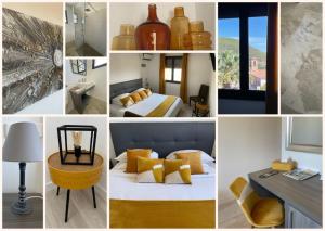 un collage de fotos de una habitación de hotel en Le Château d'Argens, en Les Arcs sur Argens