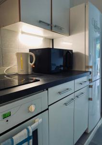 A kitchen or kitchenette at Studio Jardin Fleuris Parking