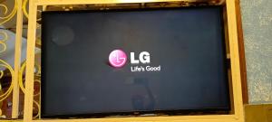 uno schermo televisivo con il logo lg justgood di Oasis Hotel and Guest House. Voi a Voi